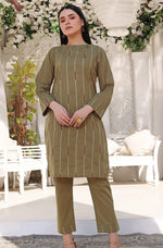 Load image into Gallery viewer, Olive Stitched 2 Piece Embroidered Lawn Cotton Suit