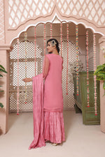 Load image into Gallery viewer, Mesa-Rose Stitched 3 Piece Organza Embroidered Suit