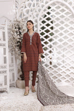Load image into Gallery viewer, Choco Wave Stitched 3 Piece Embroidered Lawn Cotton Suit