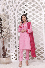 Load image into Gallery viewer, Pink Rose Stitched 3 Piece Embroidered Lawn Cotton Suit