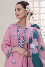 Load image into Gallery viewer, Daisy Pink Stitched 3 Piece Embroidered Lawn Cotton Suit