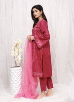 Load image into Gallery viewer, Magenta Stitched 2 Piece Embroidered Cotton Suit