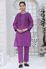 Load image into Gallery viewer, Violet Koti Stitched 3 Piece Embroidered Lawn Cotton Suit