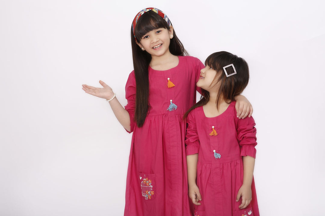 Dove Stitched 2 Piece Embroidered Cotton Suit For Kids