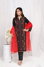 Load image into Gallery viewer, Dark Night Stitched 3 Piece Embroidered Cotton Suit
