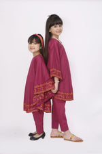 Load image into Gallery viewer, Kaftaan Stitched 2 Piece Embroidered Cotton Suit For Kids