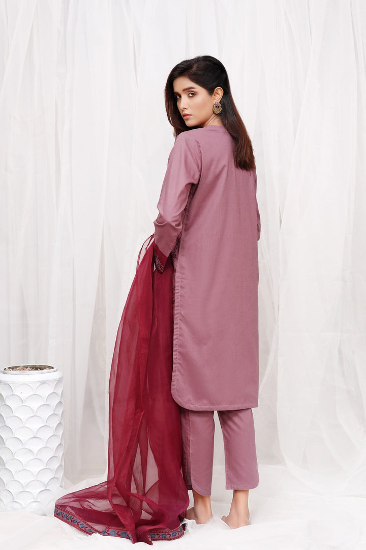 Grape Shake Stitched 2 Piece Embroidered Cotton Suit