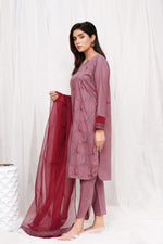 Load image into Gallery viewer, Grape Shake Stitched 2 Piece Embroidered Cotton Suit