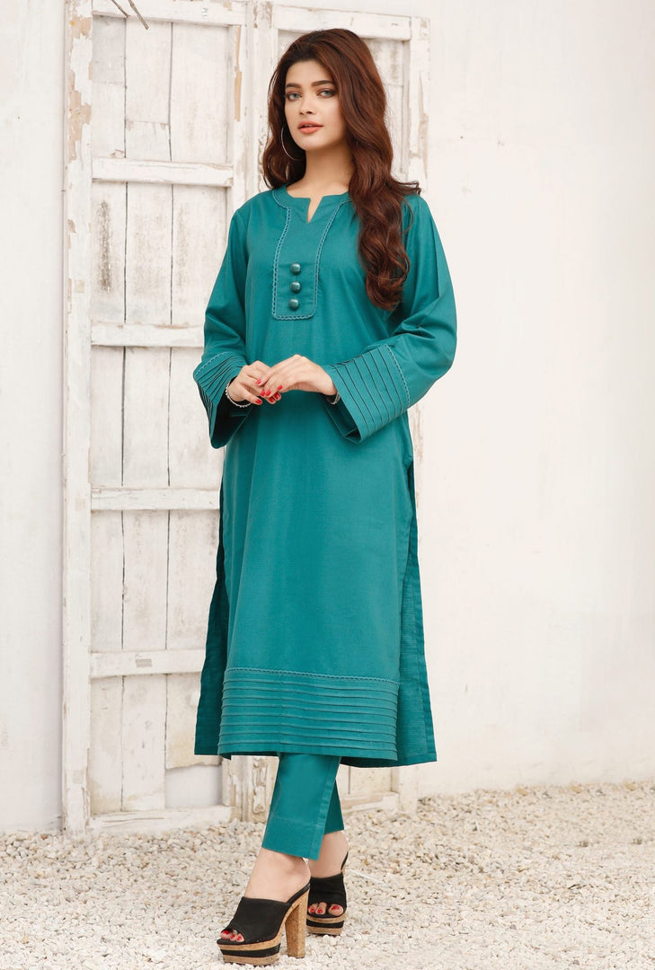 Chromatic Stitched 2 Piece Embroidered Cotton Suit