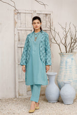 Load image into Gallery viewer, Icy Stitched 3 Piece Cotton Suit with  Embroidered Coat