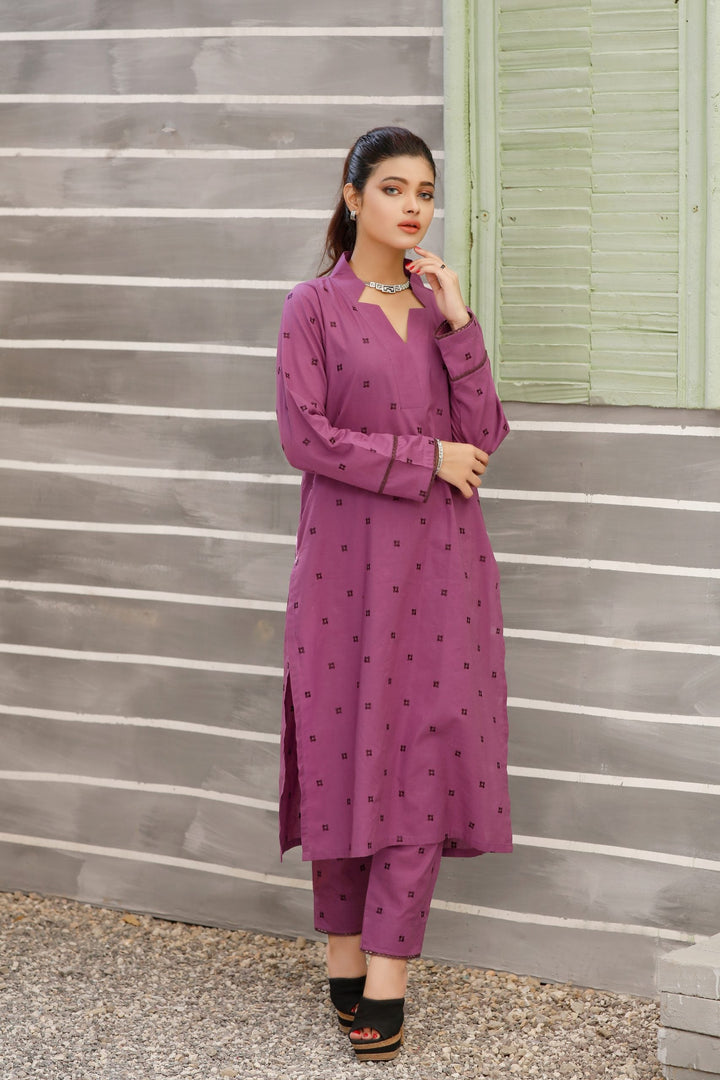 Bright Stitched 2 Piece Embroidered Cotton Suit