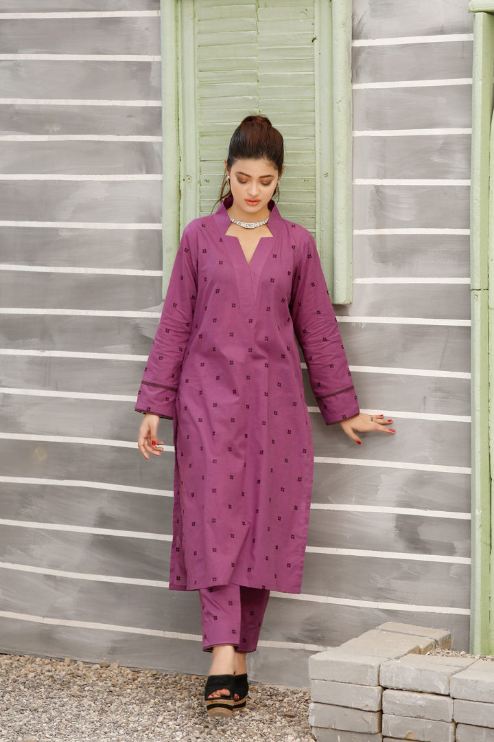 Bright Stitched 2 Piece Embroidered Cotton Suit