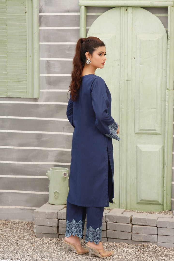 Clematis Stitched 2 Piece Embroidered Cotton Suit