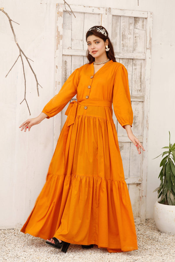 Lerure Meandering おお waist tuck flare dress 