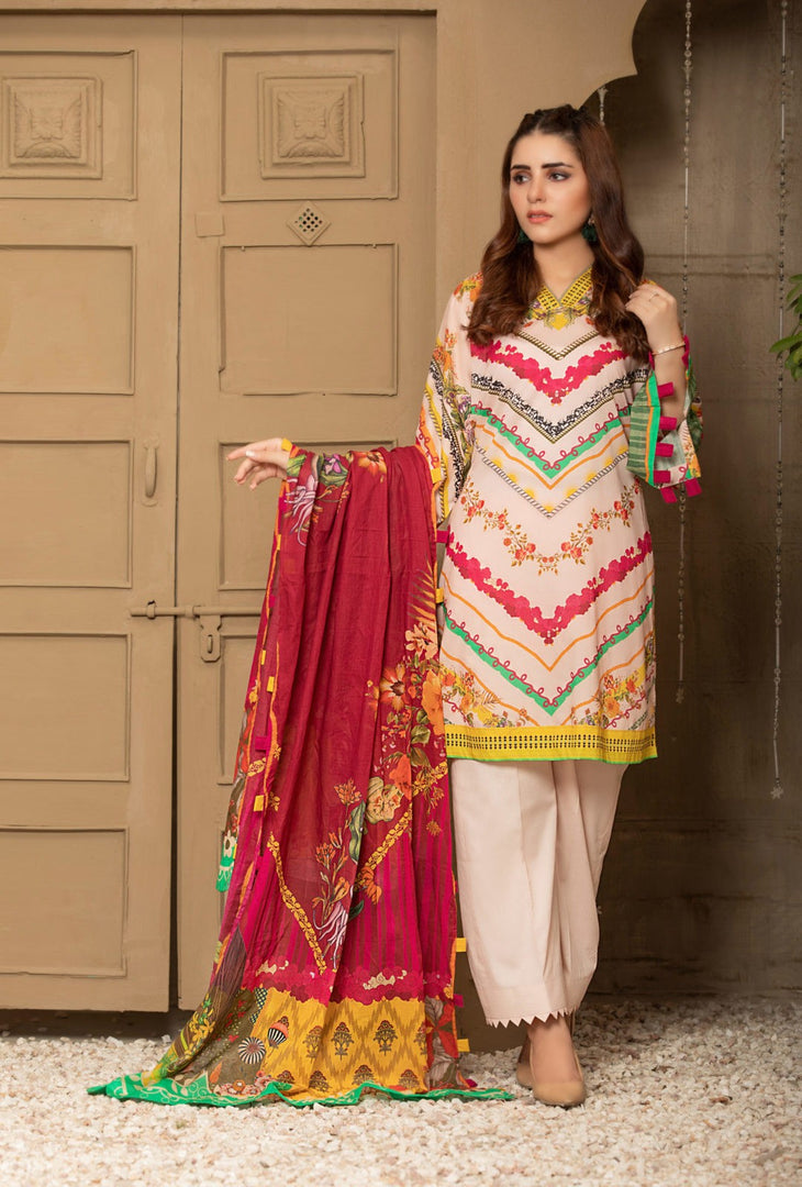 Cherry Blossom Unstitched 3 Piece Printed Lawn Suit