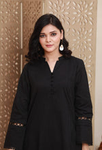 Load image into Gallery viewer, Black Stitched 2 Piece Solid Cotton Suit