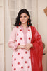 Peach Stitched 3pc Embroidered Silk Suit