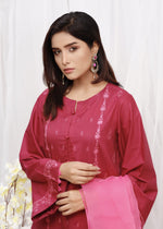 Load image into Gallery viewer, Magenta Stitched 2 Piece Embroidered Cotton Suit