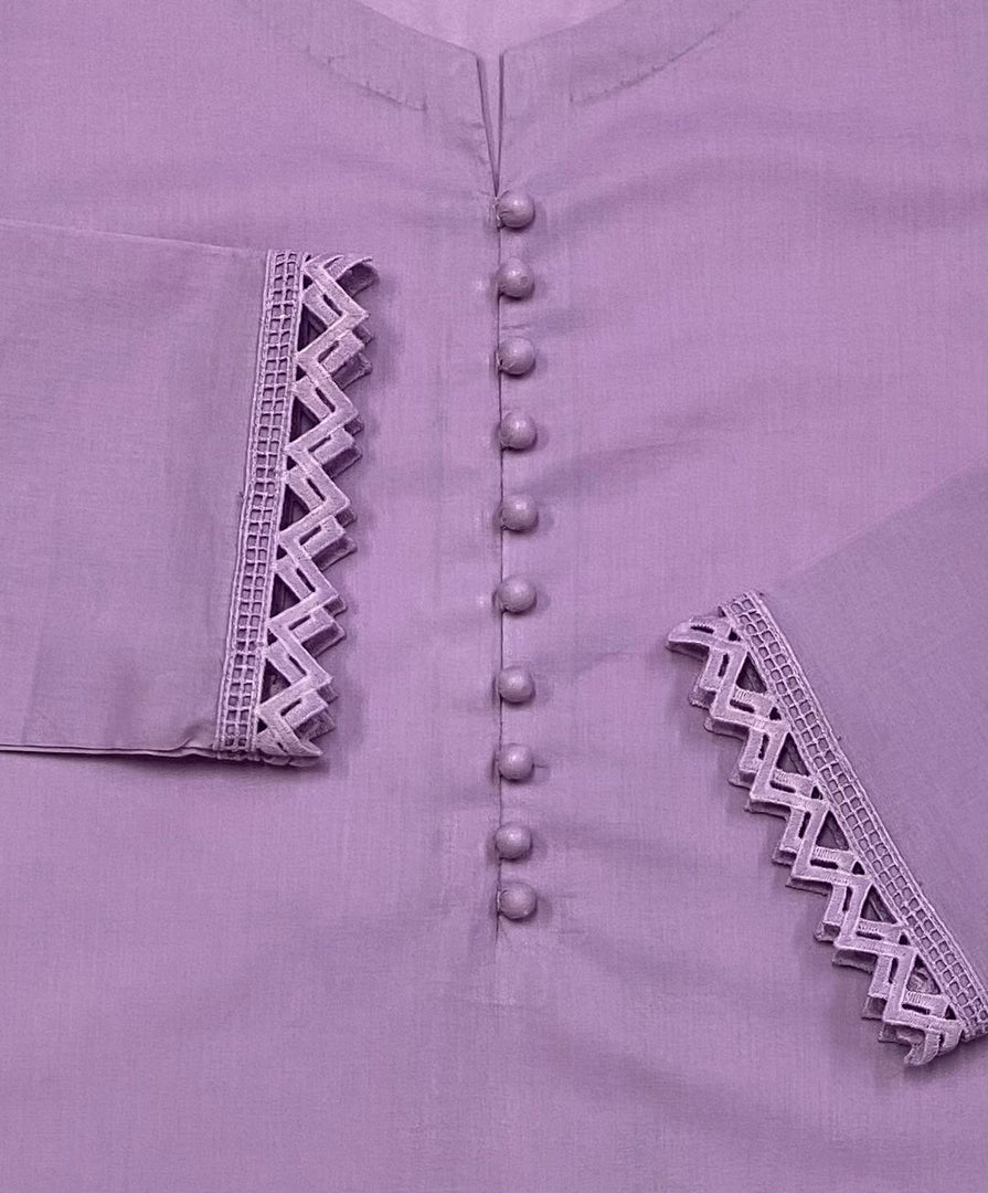 Lilac Stitched 2 Piece Embroidered Cotton Suit