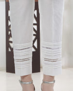 Load image into Gallery viewer, Embellished &amp; Pintucks Cigarette Pants - Pearl White