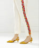 Side Embroidered Straight Pants - White