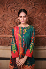 Load image into Gallery viewer, Diced Green Stitched Printed Lawn Shirt
