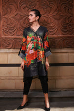 Load image into Gallery viewer, Black Flora Stitched Printed Lawn Kurti