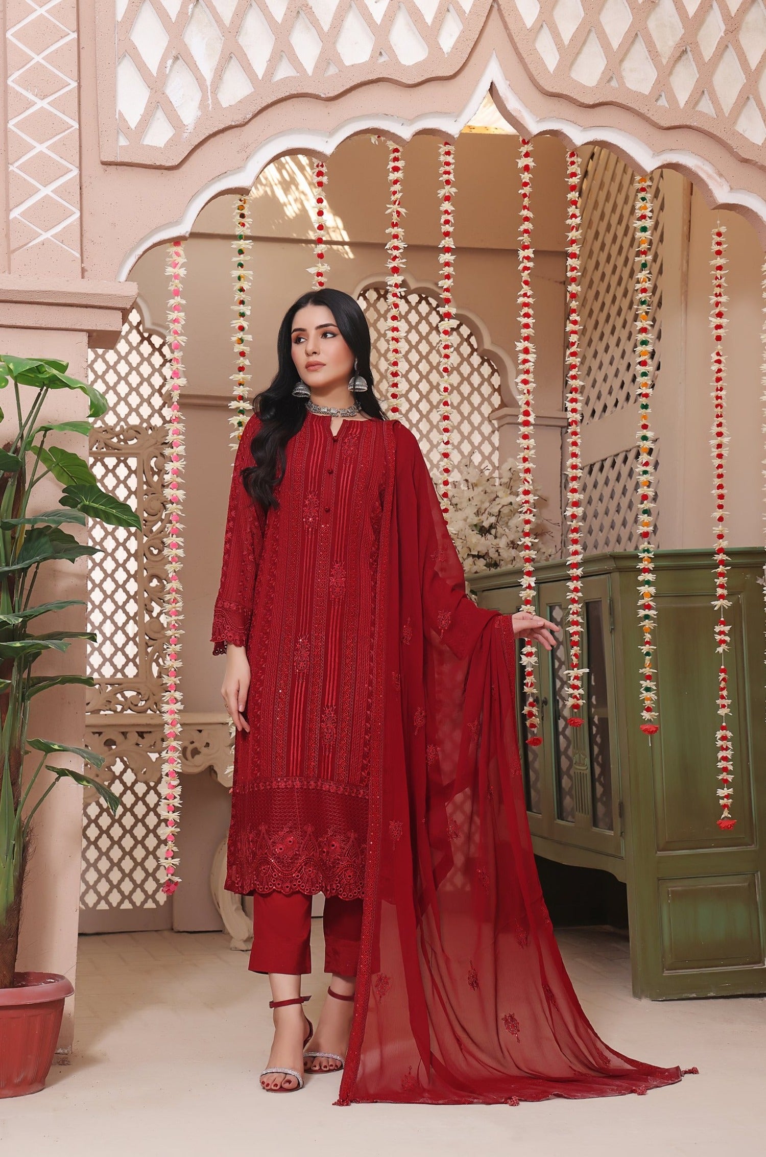 Luxeurs Embroidered Chiffon Stitched Formal Dress