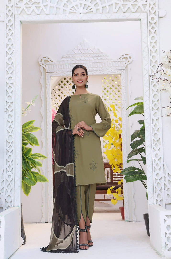 Oregano Stitched 3 Piece Embroidered Lawn Cotton Suit
