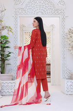 Load image into Gallery viewer, Rooibos Tea Stitched 3 Piece Embroidered Lawn Cotton Suit
