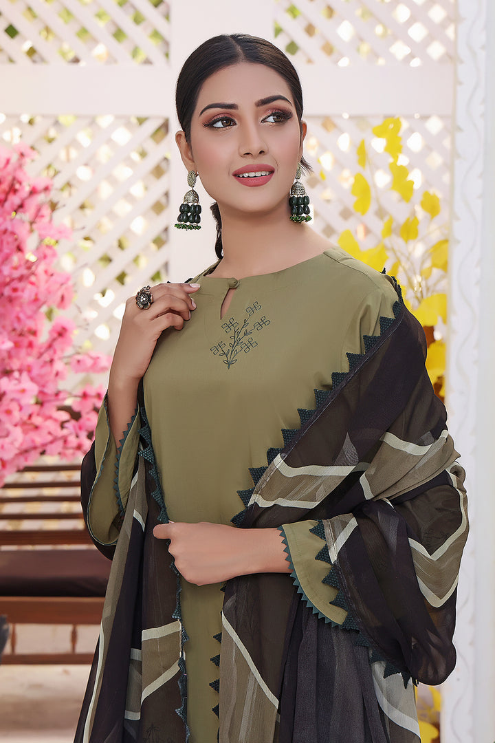 Oregano Stitched 3 Piece Embroidered Lawn Cotton Suit